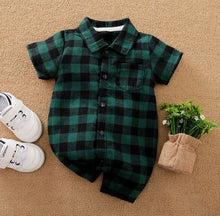 Load image into Gallery viewer, Plaid Short Sleeves Jumpsuit