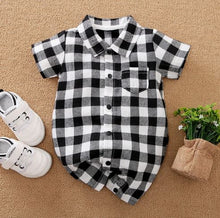 Load image into Gallery viewer, Plaid Short Sleeves Jumpsuit