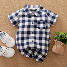 Load image into Gallery viewer, Plaid Short Sleeves Jumpsuit