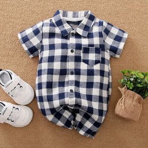 Plaid Short Sleeves Jumpsuit