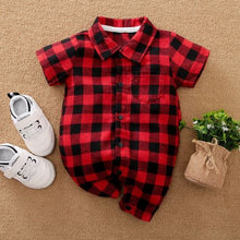 Load image into Gallery viewer, Plaid Short Sleeves Jumpsuit