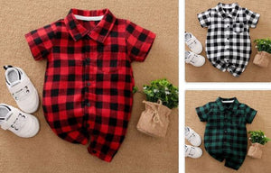 Plaid Short Sleeves Jumpsuit